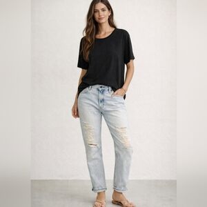 Venus Bleached Light Acid Washed Destructed Distressed Boyfriend Jeans Size 8